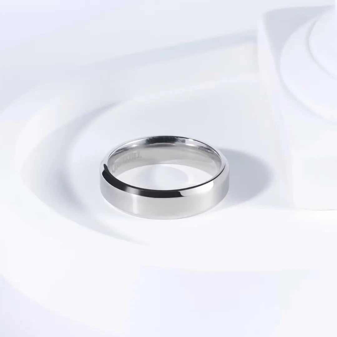 King Will Basic 3mm 5mm 6mm 7mm 8mm 9mm Silver/Black Titanium Ring Matte Finished Wedding Band Comfort Fit Beveled Edge