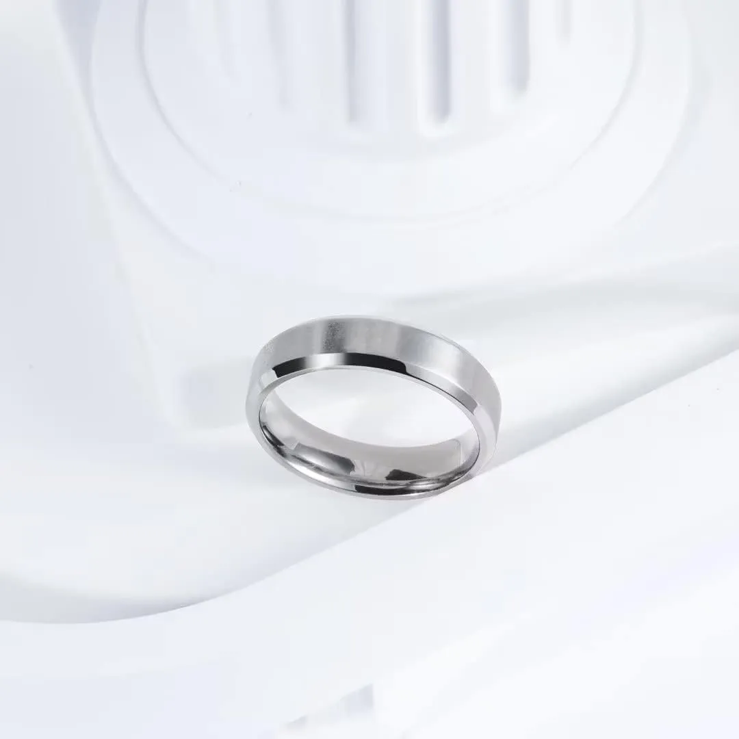 King Will Basic 3mm 5mm 6mm 7mm 8mm 9mm Silver/Black Titanium Ring Matte Finished Wedding Band Comfort Fit Beveled Edge