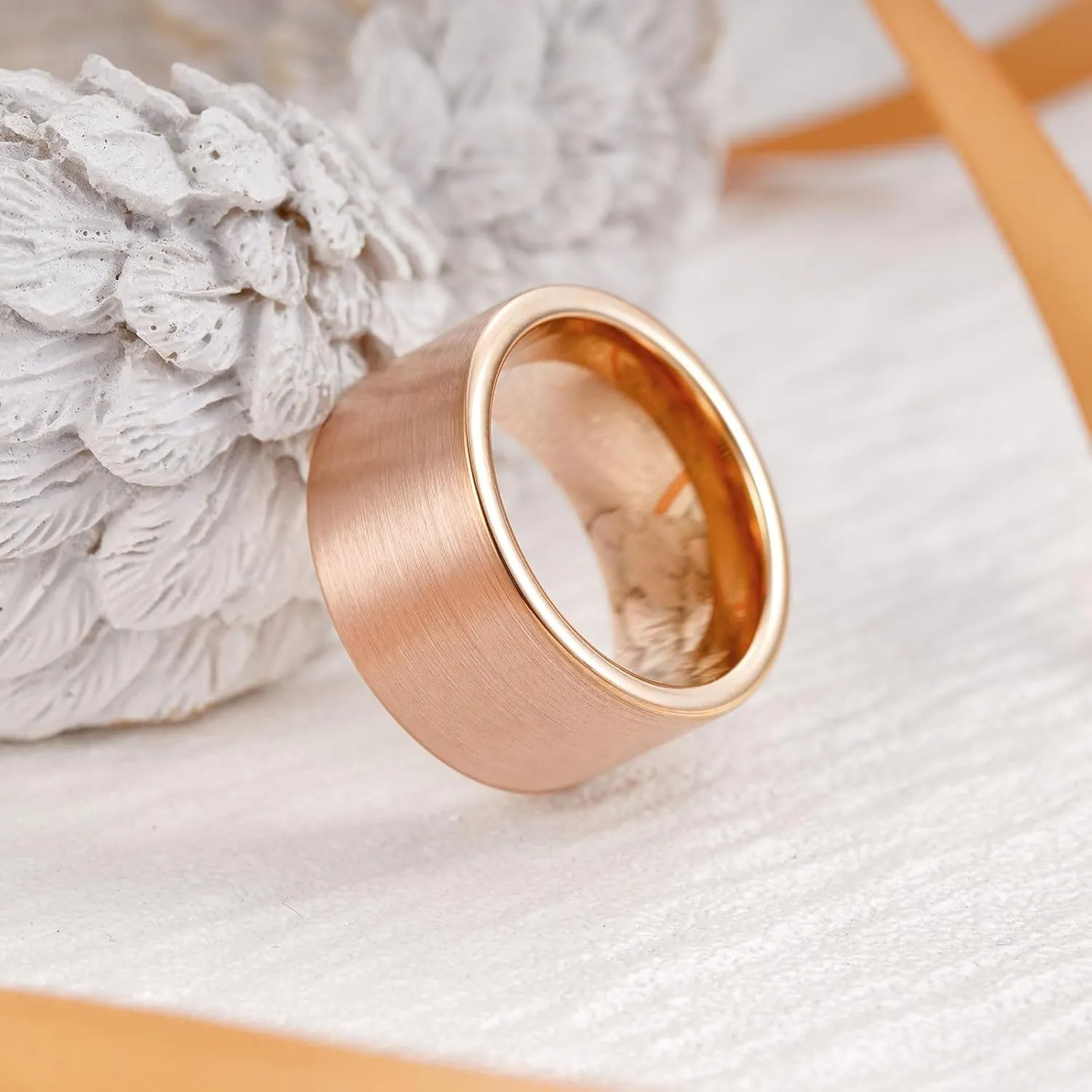 King Will Basic Gold/Rose Gold/Brown Plated Tungsten Wedding Band for Men/Women, 2mm/4mm/6mm/8mm/10mm/12mm Width Band Rings, Pipe Cut Matte Brushed Finish Cigar Band Ring Comfort Fit