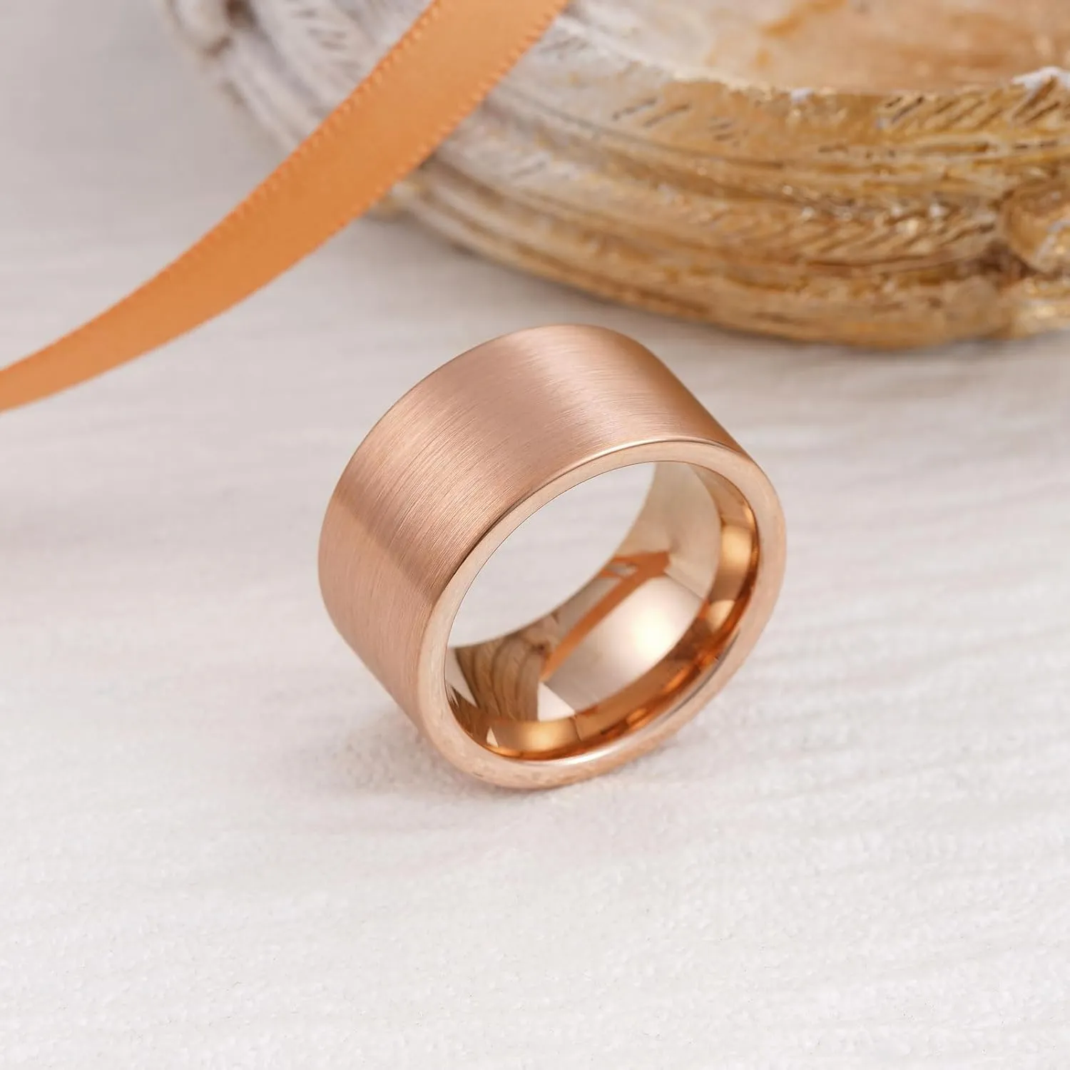 King Will Basic Gold/Rose Gold/Brown Plated Tungsten Wedding Band for Men/Women, 2mm/4mm/6mm/8mm/10mm/12mm Width Band Rings, Pipe Cut Matte Brushed Finish Cigar Band Ring Comfort Fit