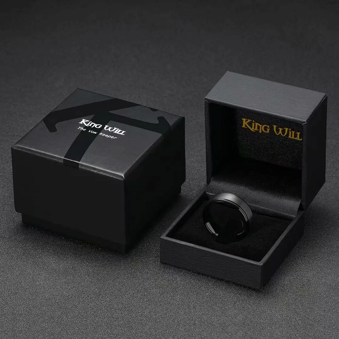 King Will Basic Tungsten Wedding Band for Men 6mm 7mm 8mm 9mm 10mm Silver Black Gunmental Blue Tungsten Rings Matte Brushed Finish Polished Step Edge Comfort Fit