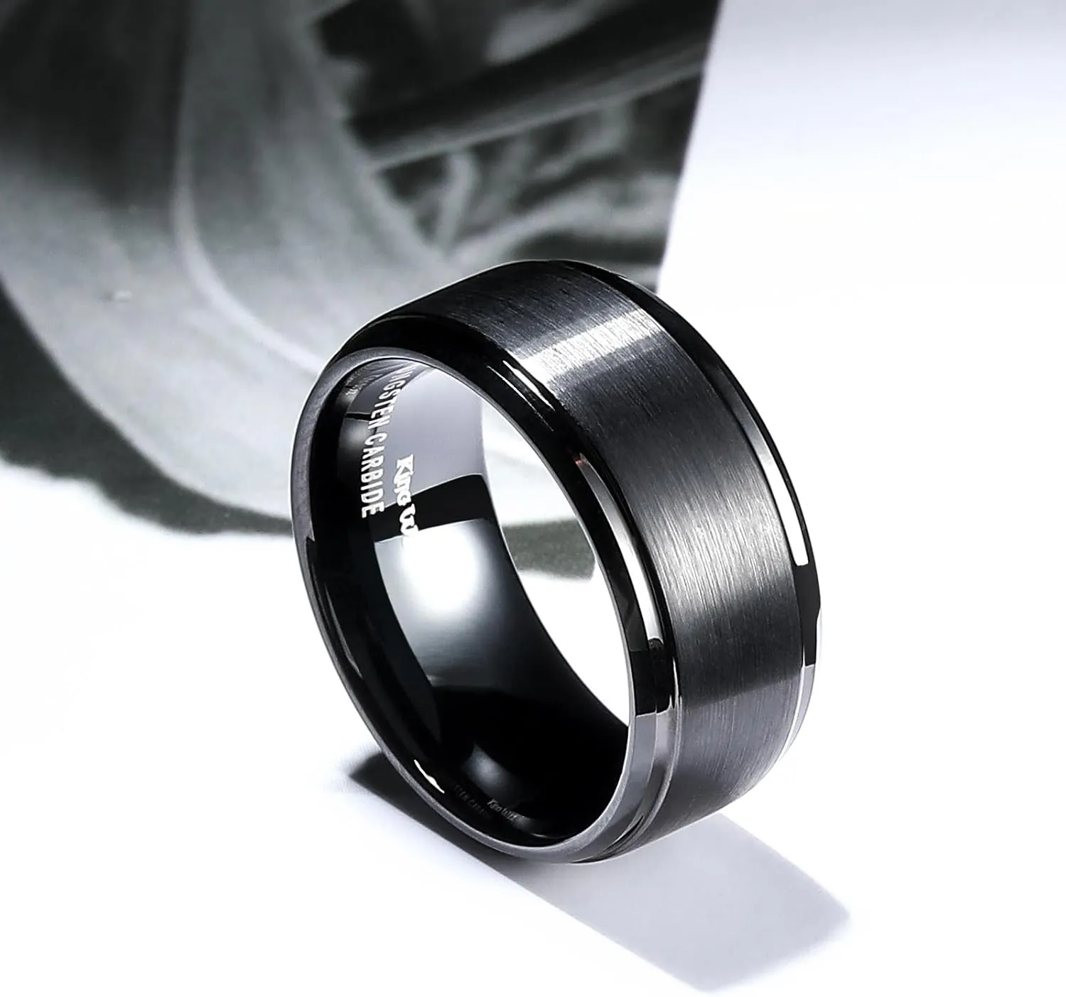 King Will Basic Tungsten Wedding Band for Men 6mm 7mm 8mm 9mm 10mm Silver Black Gunmental Blue Tungsten Rings Matte Brushed Finish Polished Step Edge Comfort Fit
