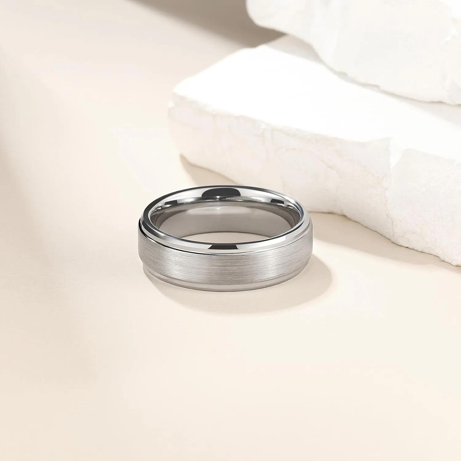 King Will Basic Tungsten Wedding Band for Men 6mm 7mm 8mm 9mm 10mm Silver Black Gunmental Blue Tungsten Rings Matte Brushed Finish Polished Step Edge Comfort Fit