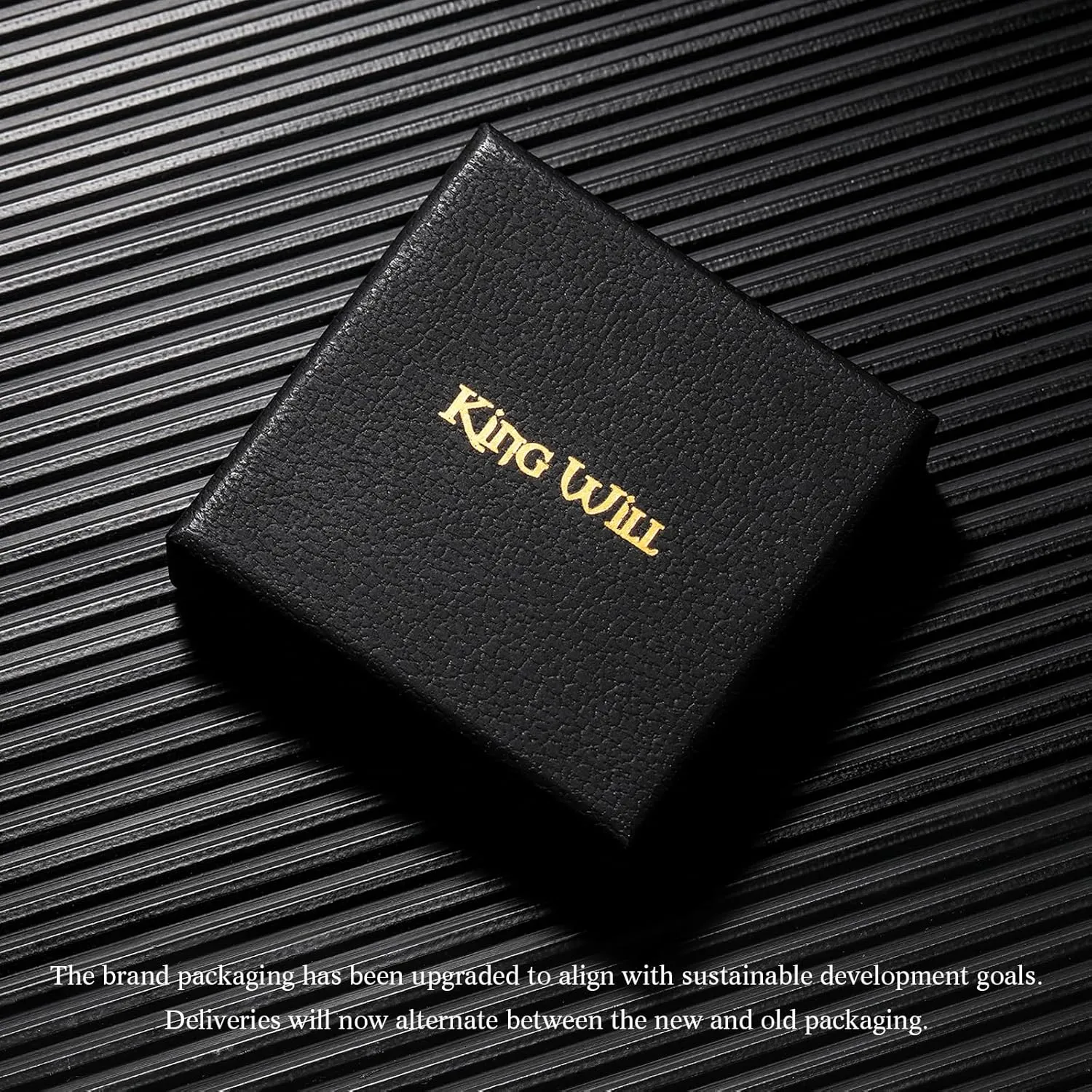King Will Black Silver Gold Mens Spinner Anxiety Fidget Ring 8mm Stainless Steel Wire Mesh Chain Woven Mesh/Tire Stripe/Groove Ring for Stress Relieving