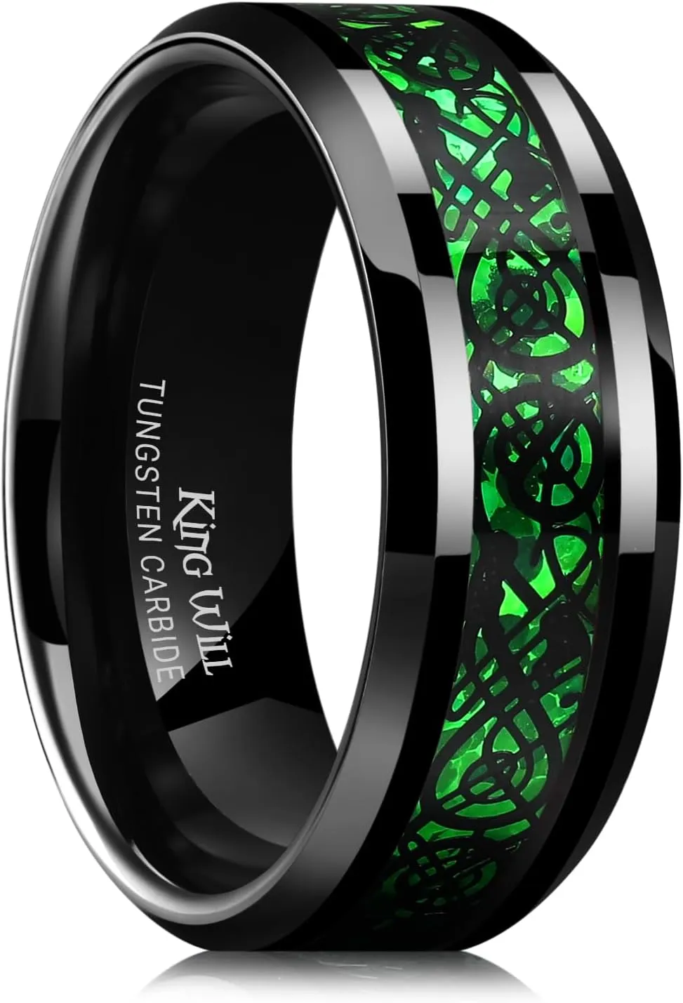 King Will Dragon 8mm/6mm Red/Blue/Green/Orange/Purple/Silver/Black/Azure/Mazarine Celtic Dragon Tungsten Carbide Mens Wedding Band Ring Comfort Fit