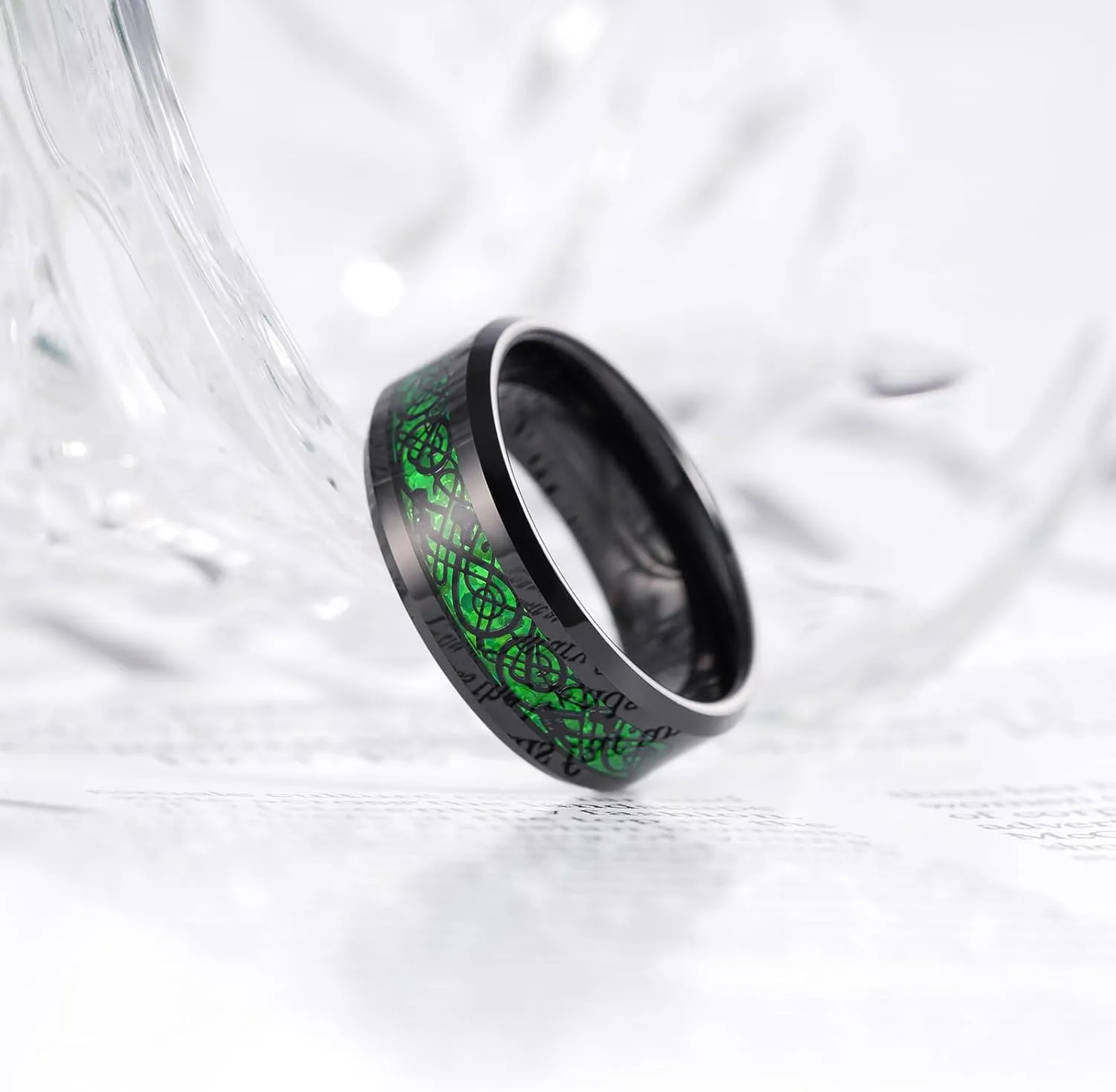 King Will Dragon 8mm/6mm Red/Blue/Green/Orange/Purple/Silver/Black/Azure/Mazarine Celtic Dragon Tungsten Carbide Mens Wedding Band Ring Comfort Fit