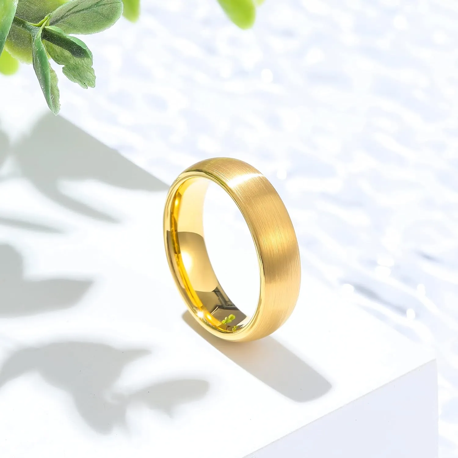 King Will Glory 14K Gold/Rose Gold 2mm 4mm 6mm 8mm Tungsten Carbide Ring Dome Matte Brushed Wedding Band Domed Brushed Couple Rings Comfort Fit for Men Women
