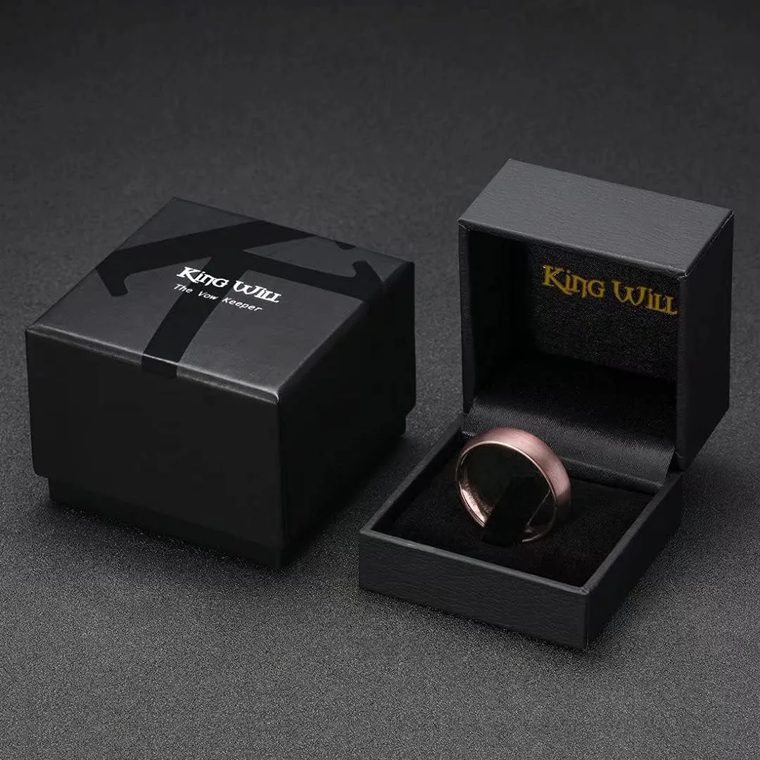 King Will Glory 14K Gold/Rose Gold 2mm 4mm 6mm 8mm Tungsten Carbide Ring Dome Matte Brushed Wedding Band Domed Brushed Couple Rings Comfort Fit for Men Women