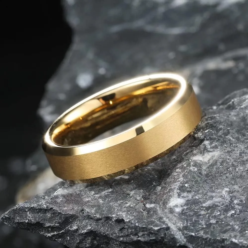 King Will GLORY Wedding Rings for Men, Tungsten Carbide Wedding Ring 14K Gold Matte Brushed Polish Wedding Band for Men, 6mm-8mm Comfort Fit