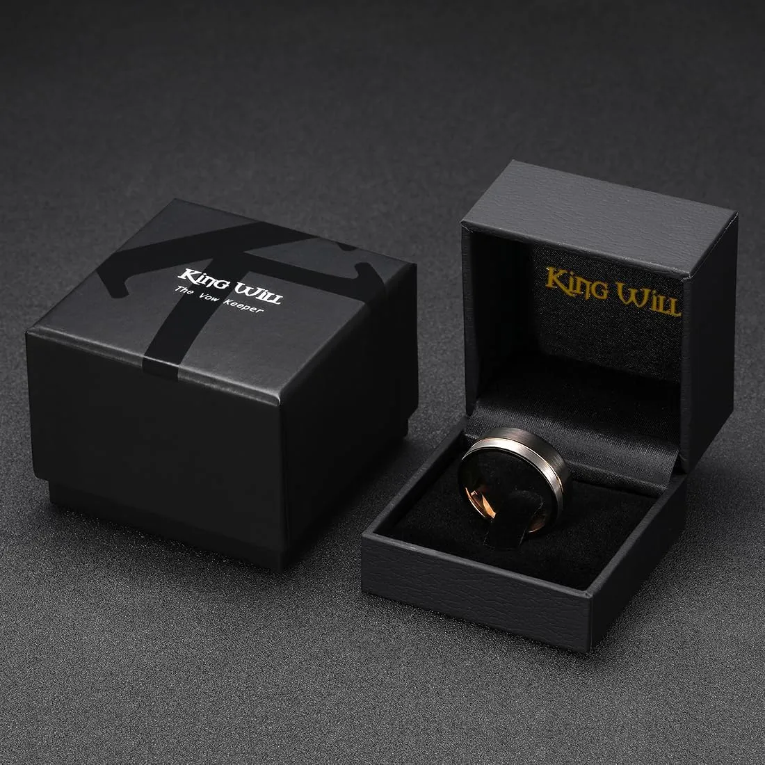 King Will LOOP Mens Women Tungsten Carbide Wedding Band 6mm/8mm Ring Black Silver Blue Brushed Gold Groove Tungsten Rings Comfort Fit