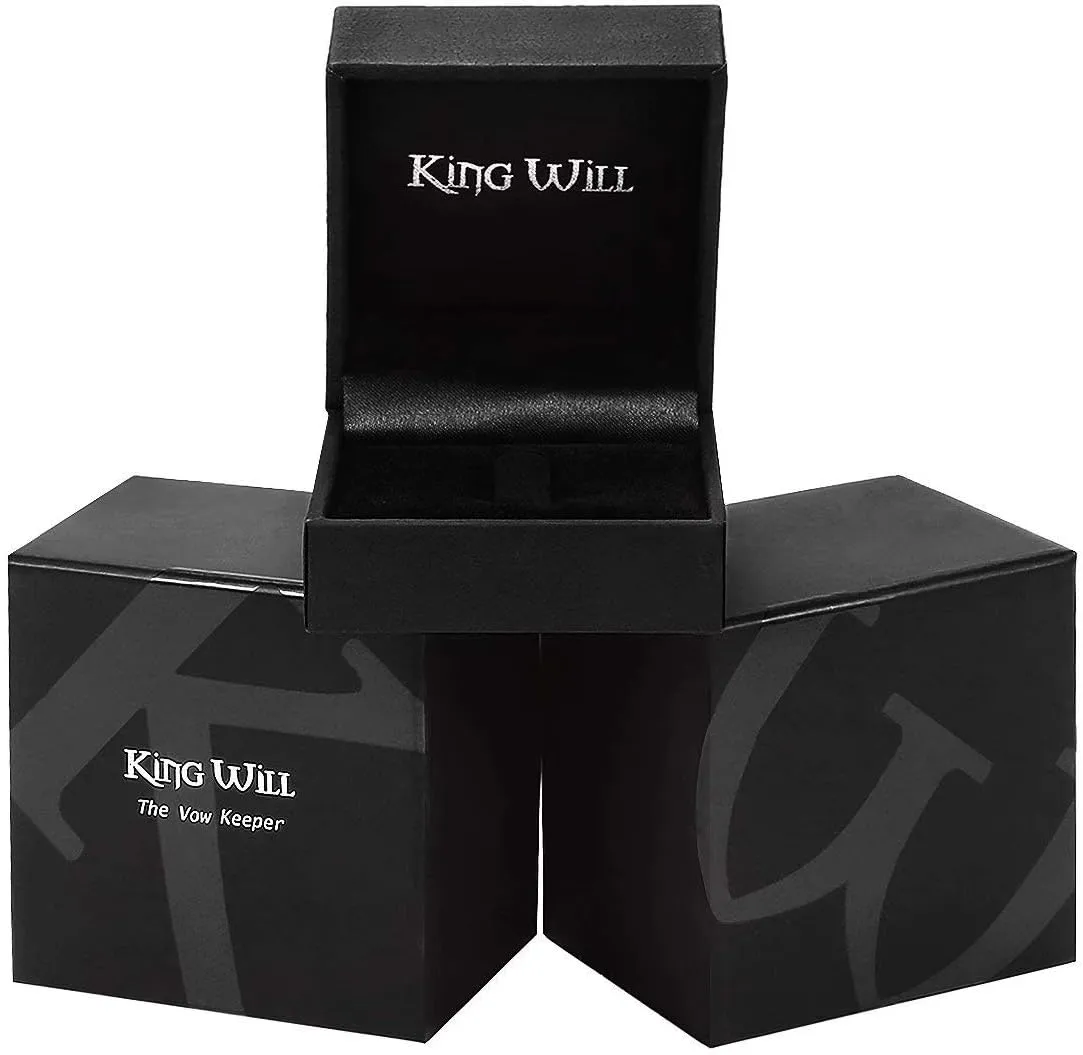 King Will Nature Tungsten Carbide Wedding Band 7mm Silver/Black Tungsten Ring with Wood Inlay Comfort Fit