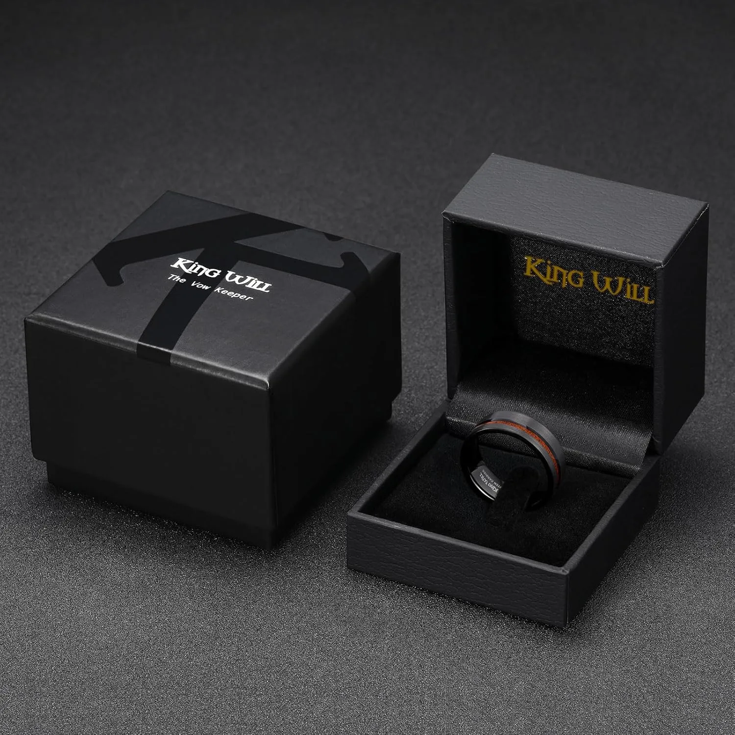 King Will Nature Tungsten Carbide Wedding Band 7mm Silver/Black Tungsten Ring with Wood Inlay Comfort Fit
