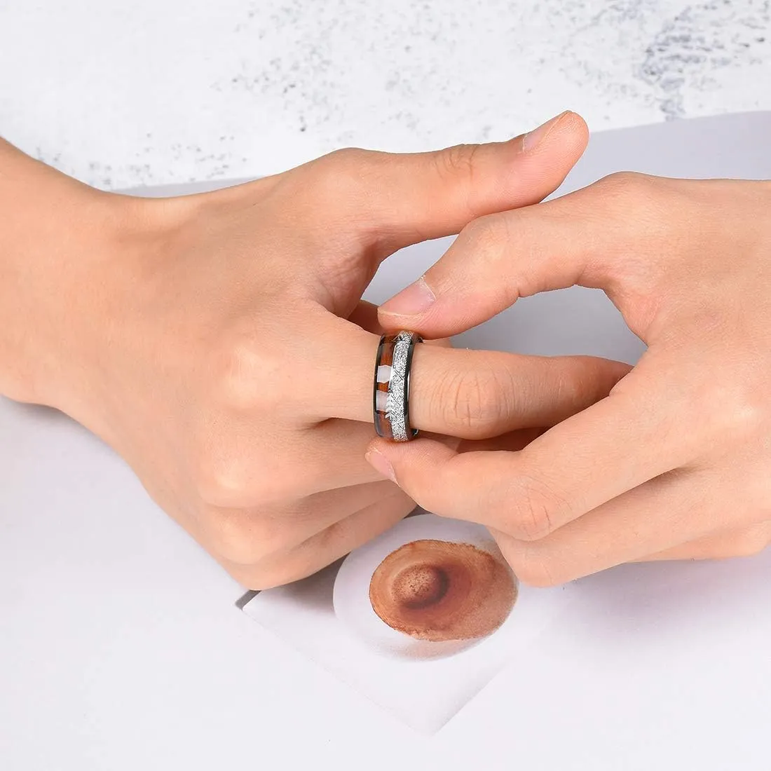 King Will Tungsten Wedding Band for Men 8mm Domed Ring Arrow/Guitar String Inlay Promise Ring for Him Comfort Fit