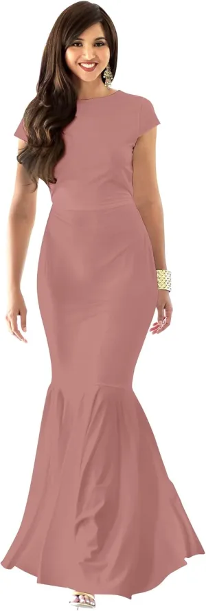 KOH KOH Womens Long Cap Sleeve Elegant Formal Sexy Evening Cocktail Maxi Dress