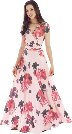 KOH KOH Womens Long Modest Floor Length Flowing Summer Print Maxi Dress Gown
