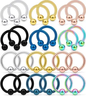 Kridzisw 16G Septum Nose Rings Eyebrow lip Rings Lobe Earrings Hoop 316L Surgical Steel Cartilage Helix Tragus Rook Daith Earrings Hoops Piercing Jewelry for Women Men 6mm 8mm 10mm 12mm 14mm 16mm