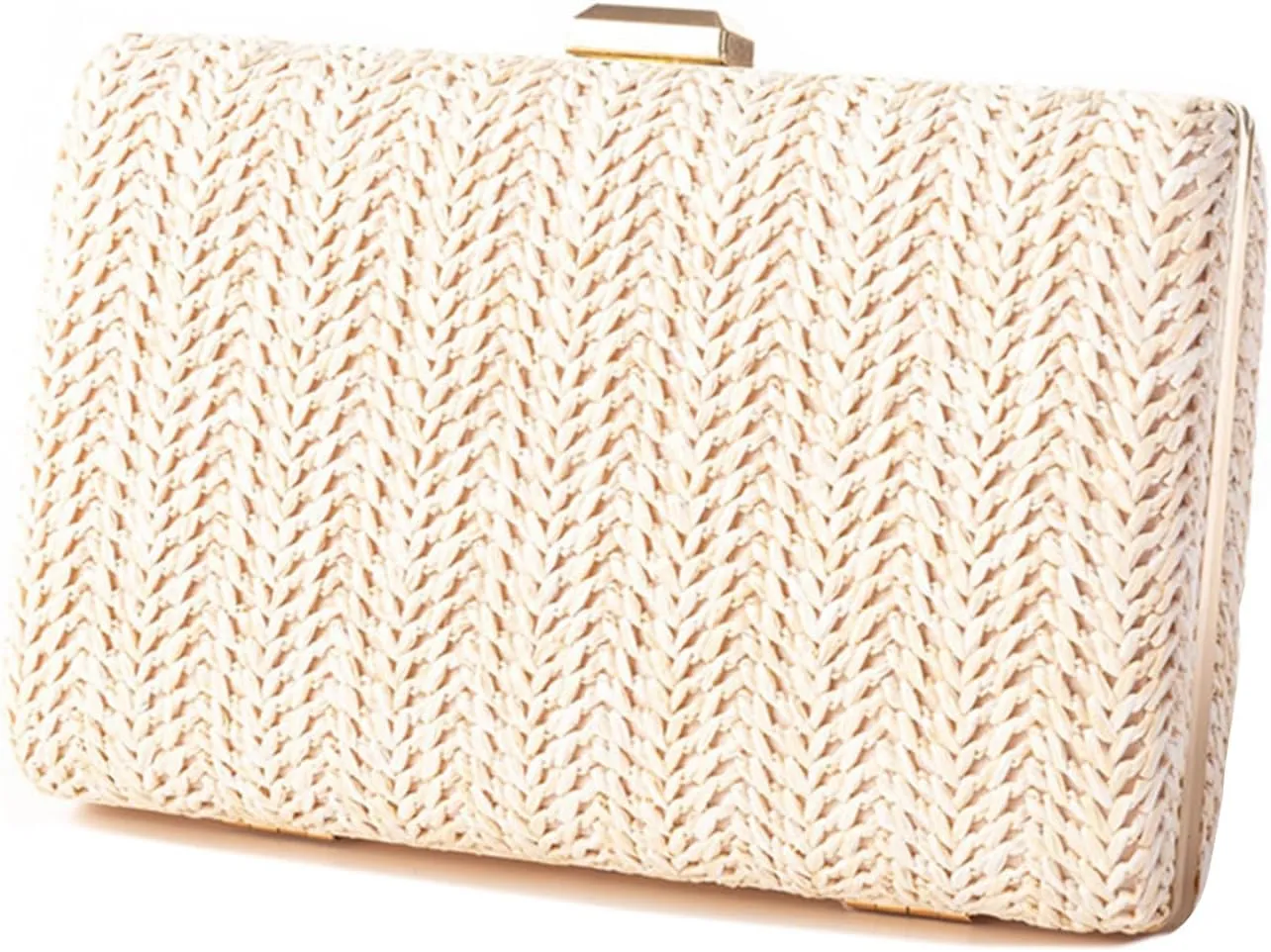 Kseymeir Straw Clutch Handbag for Women, Summer Evening Purse Chain Shoulder Crossbody Bag for Wedding, Parties