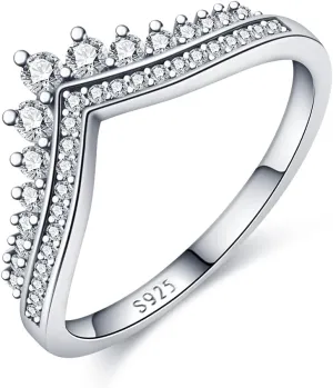 KUNSIR 925 Silver Rings for Women Cubic Zirconia Ring Rings for Women Sterling Silver Rings Wedding Band Rings Gift Ring Sterling Silver Rings Size 7-9