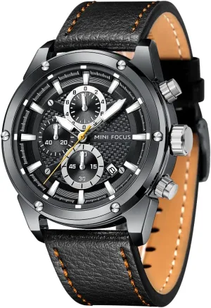 KXAITO Mens Watches Military Sport Waterproof Chronograph Watch Luminous Silicon Leather Strap Casual Watches for Men Fashion Analog Quartz Business Wrist Watch Clock