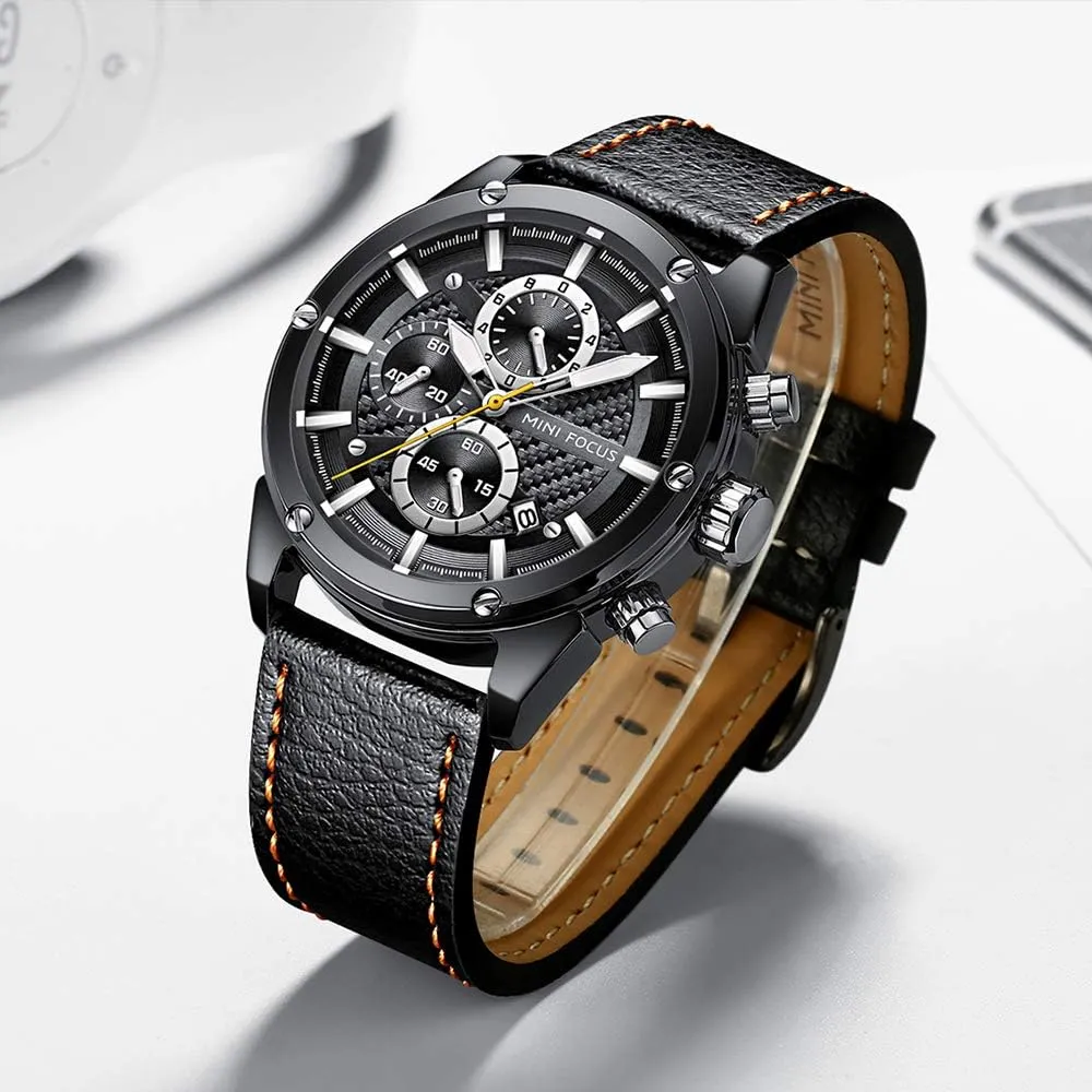 KXAITO Mens Watches Military Sport Waterproof Chronograph Watch Luminous Silicon Leather Strap Casual Watches for Men Fashion Analog Quartz Business Wrist Watch Clock