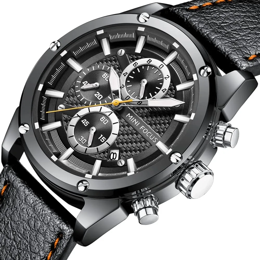 KXAITO Mens Watches Military Sport Waterproof Chronograph Watch Luminous Silicon Leather Strap Casual Watches for Men Fashion Analog Quartz Business Wrist Watch Clock
