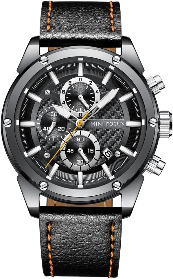 KXAITO Mens Watches Military Sport Waterproof Chronograph Watch Luminous Silicon Leather Strap Casual Watches for Men Fashion Analog Quartz Business Wrist Watch Clock