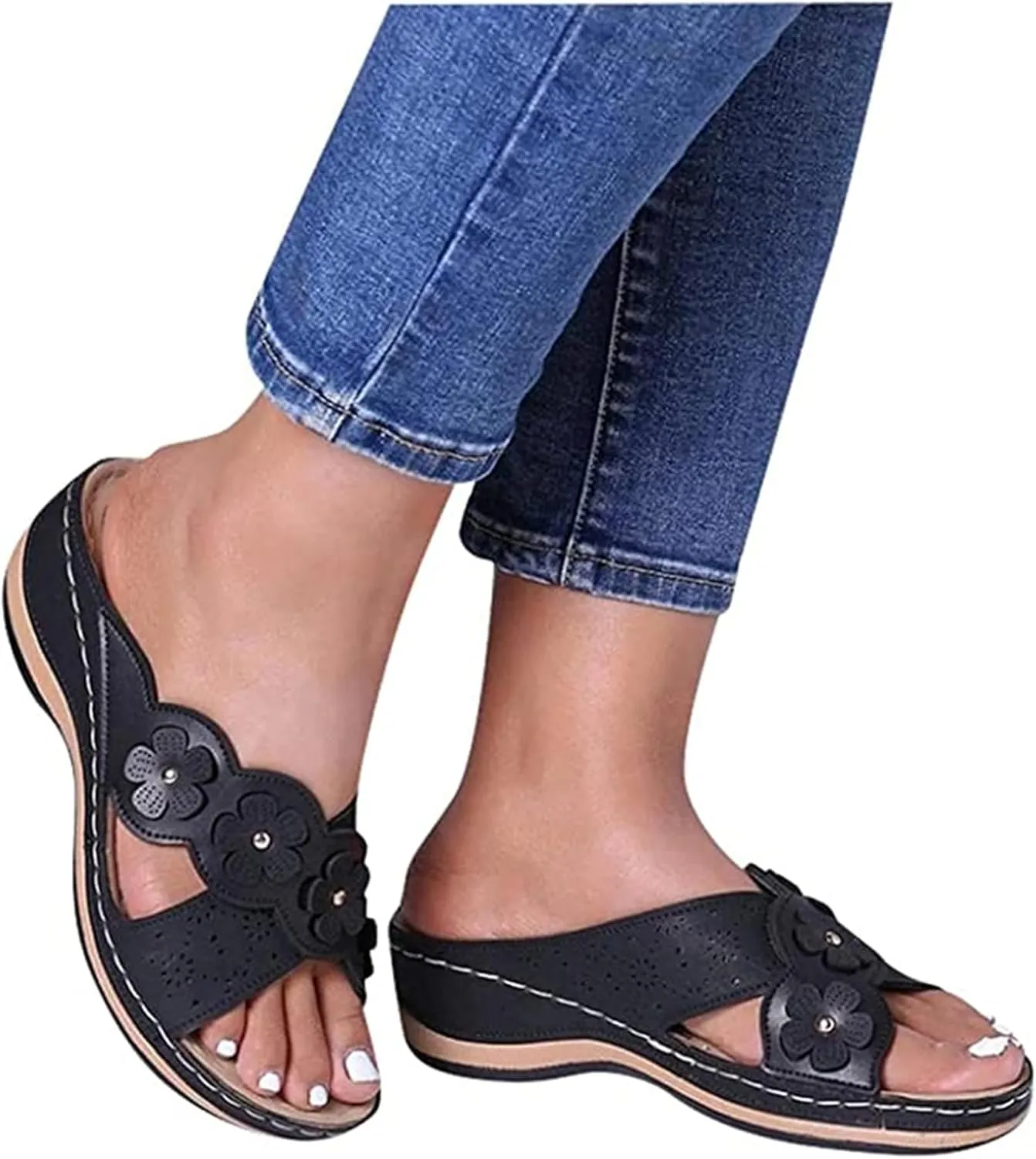 Ladmiple Orthopedic Sandals For Women Elegant Arch Support Flip Flops Dressy Summer Comfortable Walking Orthotic Slides