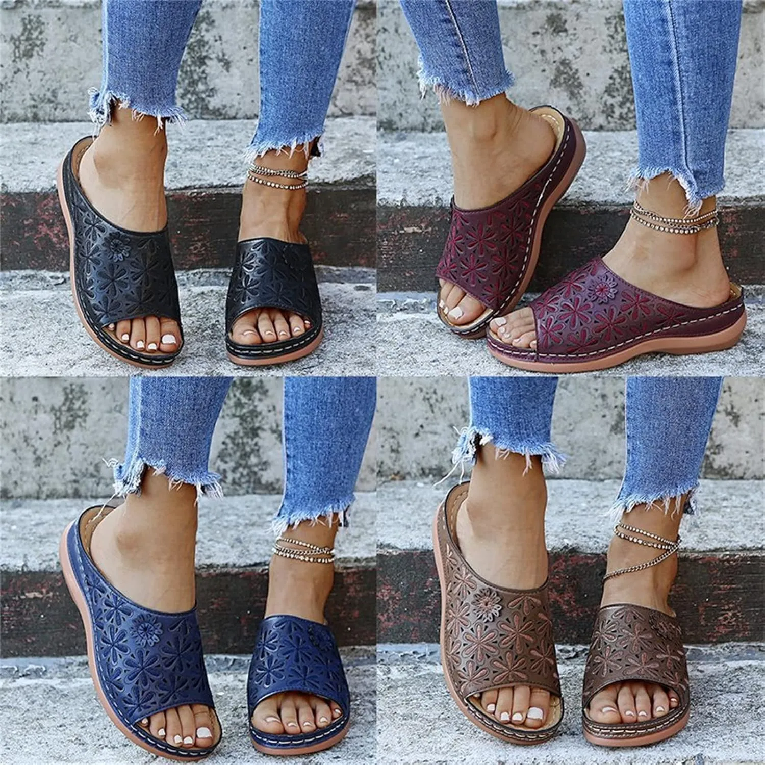 Ladmiple Orthotic Sandals For Women Dressy Summer Orthopedic Arch Support Flip Flops Comfortable Walking Slides Beach Shoes