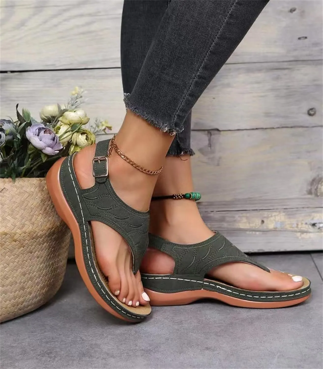 Ladmiple Orthotic Sandals For Women Wide Width Comfortable Orthopedic Slides Dressy Summer Flip Flops with Arch Support