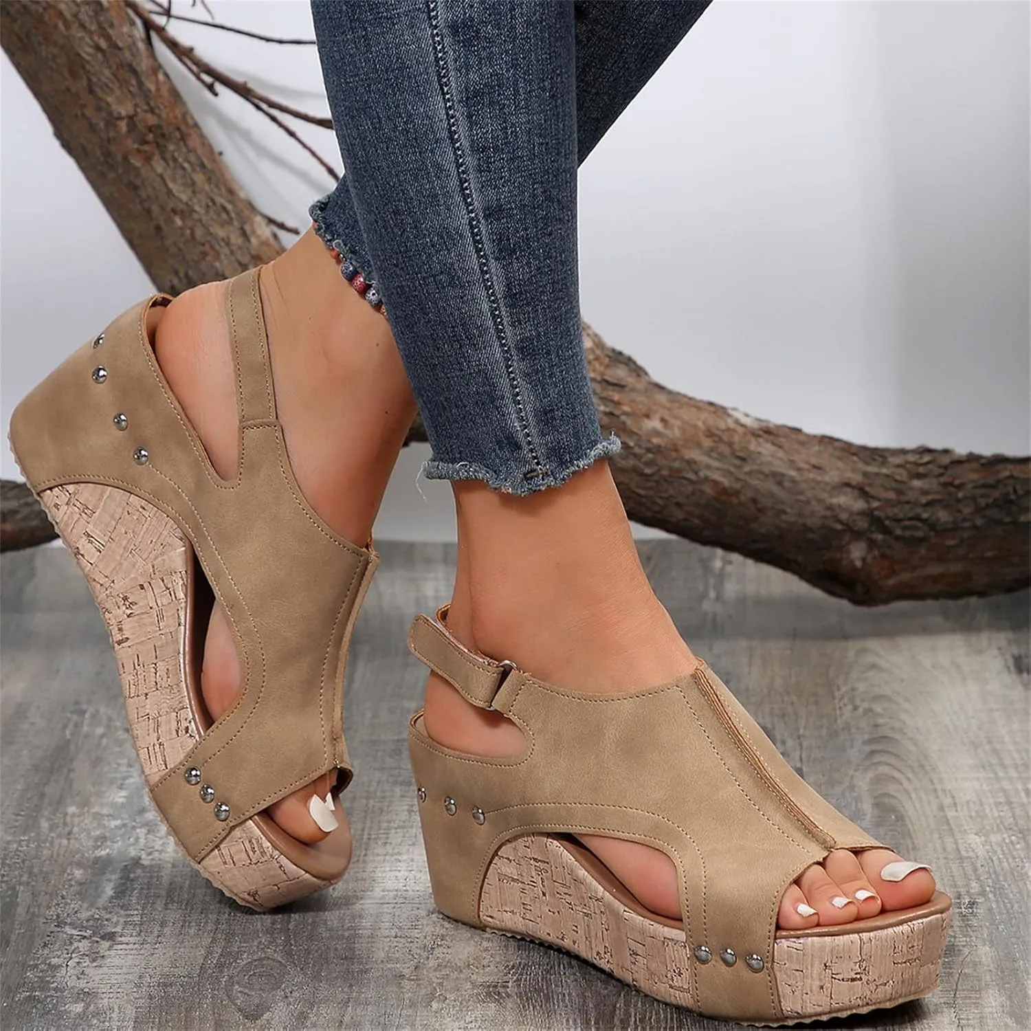 Ladmiple Platform Sandals Women Dressy Comfy Wedges Sandals Slip on Ankle Strap Open Toe Comfortable Casual Summer Dress Shoe