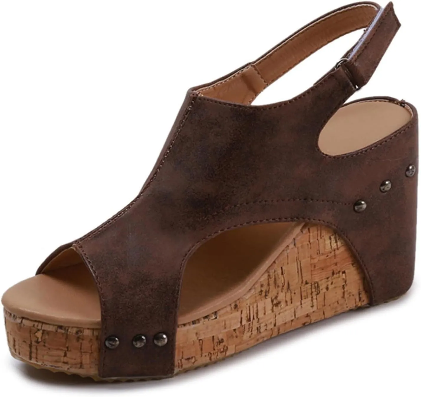Ladmiple Platform Sandals Women Dressy Comfy Wedges Sandals Slip on Ankle Strap Open Toe Comfortable Casual Summer Dress Shoe
