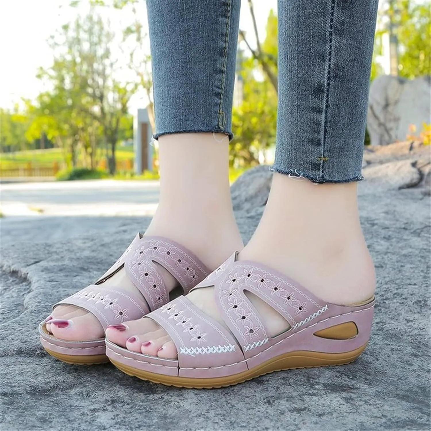 Ladmiple Sandals Women Comfortable Dressy Arch Support Orthopedic Flip Flops Summer Walking Orthotic Slides Beach Shoes 2024