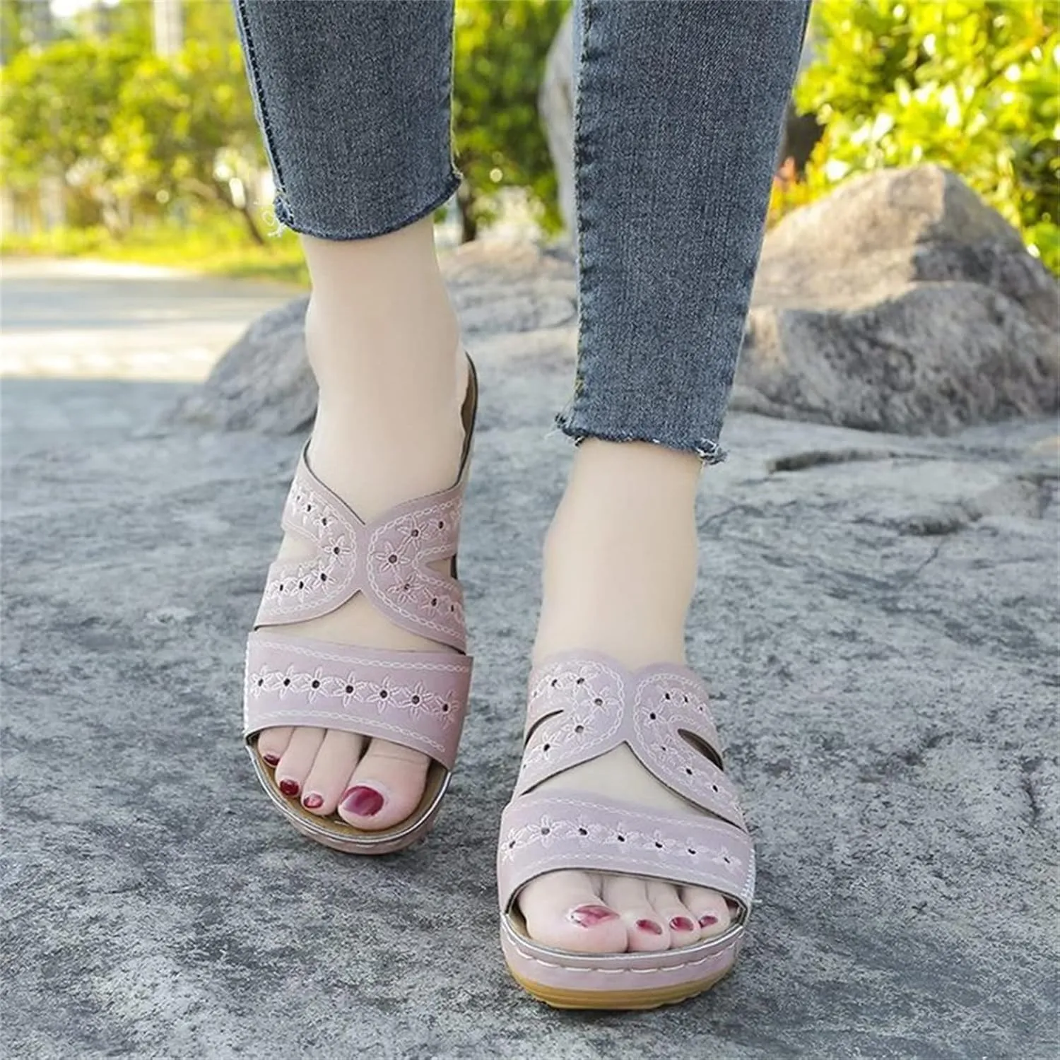 Ladmiple Sandals Women Comfortable Dressy Arch Support Orthopedic Flip Flops Summer Walking Orthotic Slides Beach Shoes 2024
