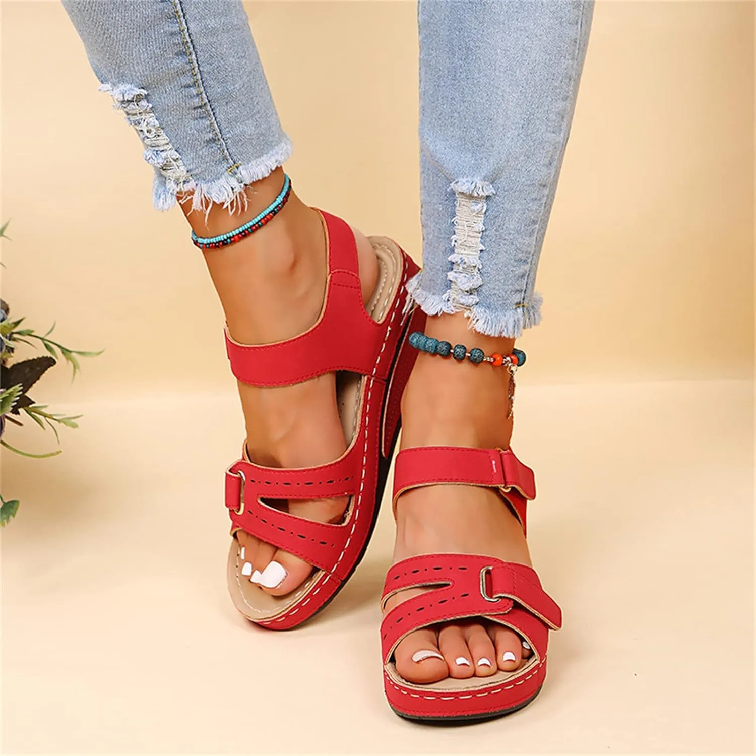 Ladmiple Womens Sandal Comfortable Causal 2023 Summer Flip Flop with Arch Support Beach Roman Open Toe Orthopedic Sandal