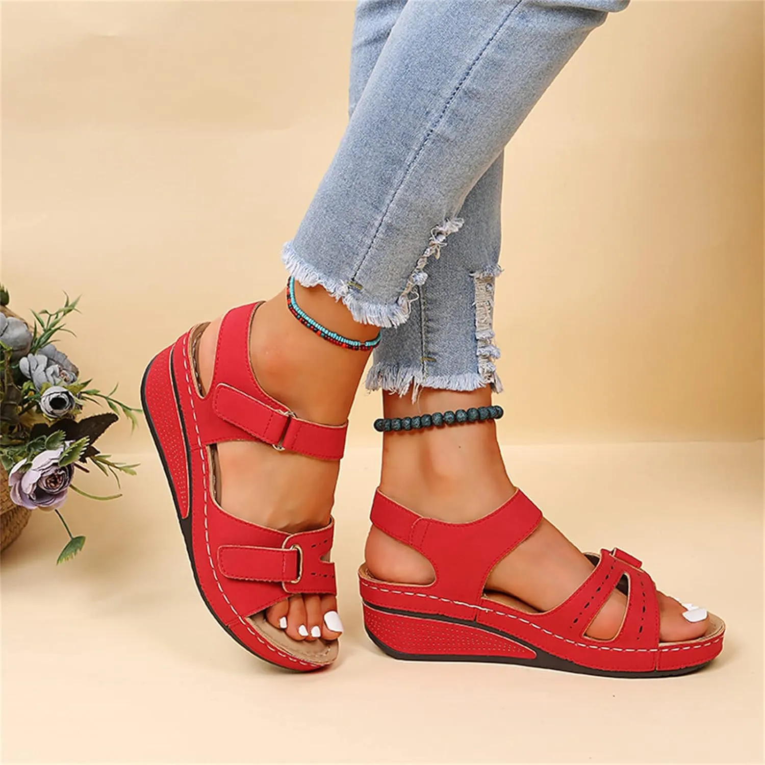Ladmiple Womens Sandal Comfortable Causal 2023 Summer Flip Flop with Arch Support Beach Roman Open Toe Orthopedic Sandal
