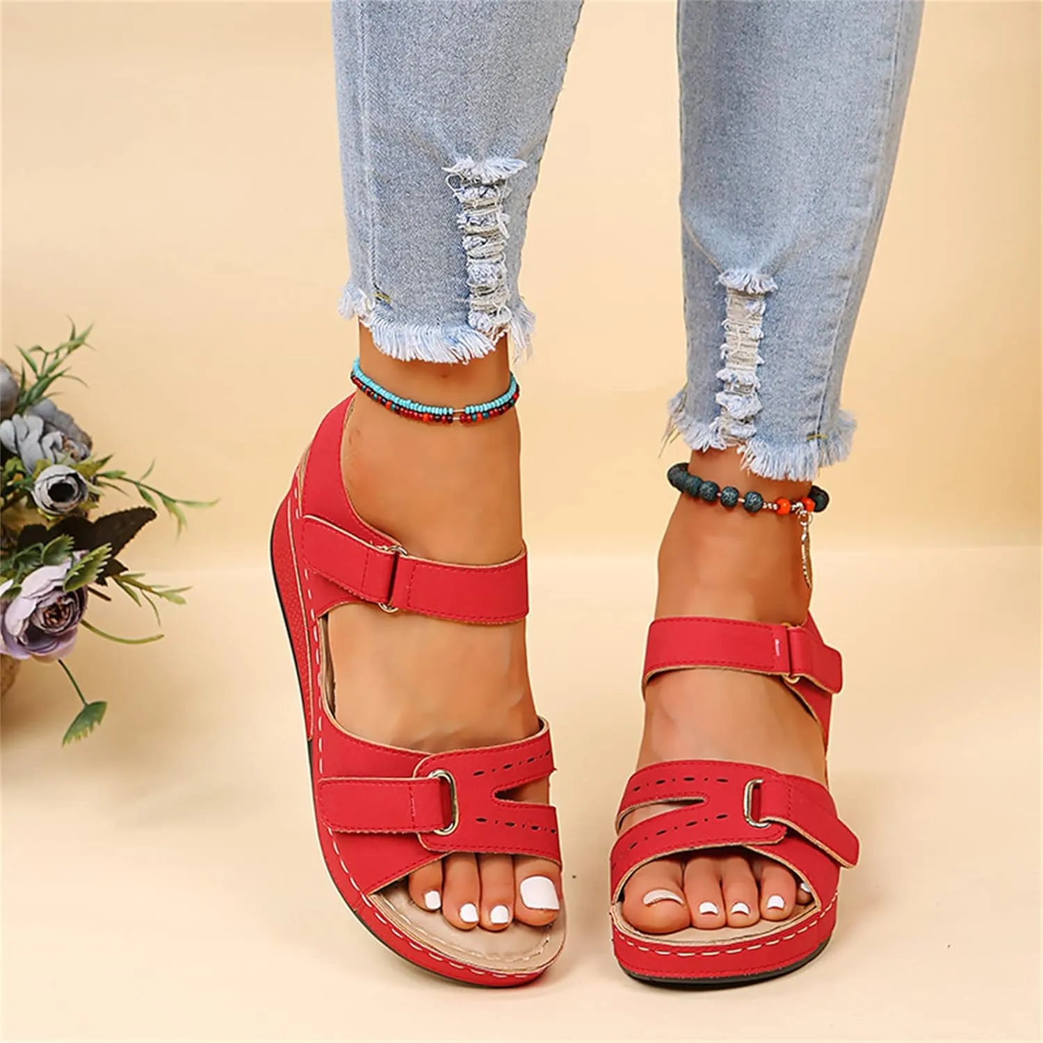 Ladmiple Womens Sandal Comfortable Causal 2023 Summer Flip Flop with Arch Support Beach Roman Open Toe Orthopedic Sandal