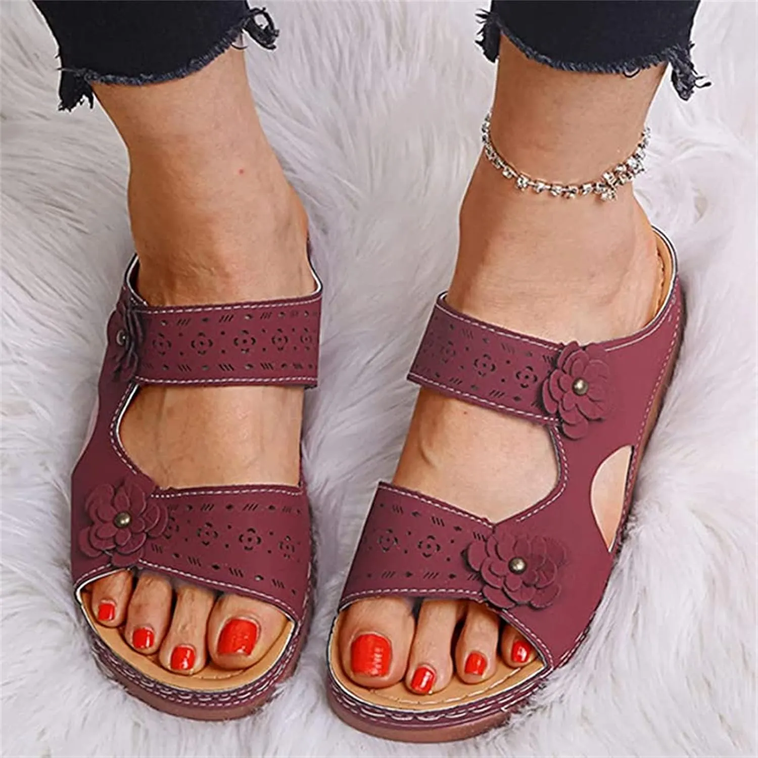 Ladmiple Womens Sandals Comfortable Arch Support Orthotic Slides Orthopedic Dressy Summer Walking Flip Flops Beach Shoes