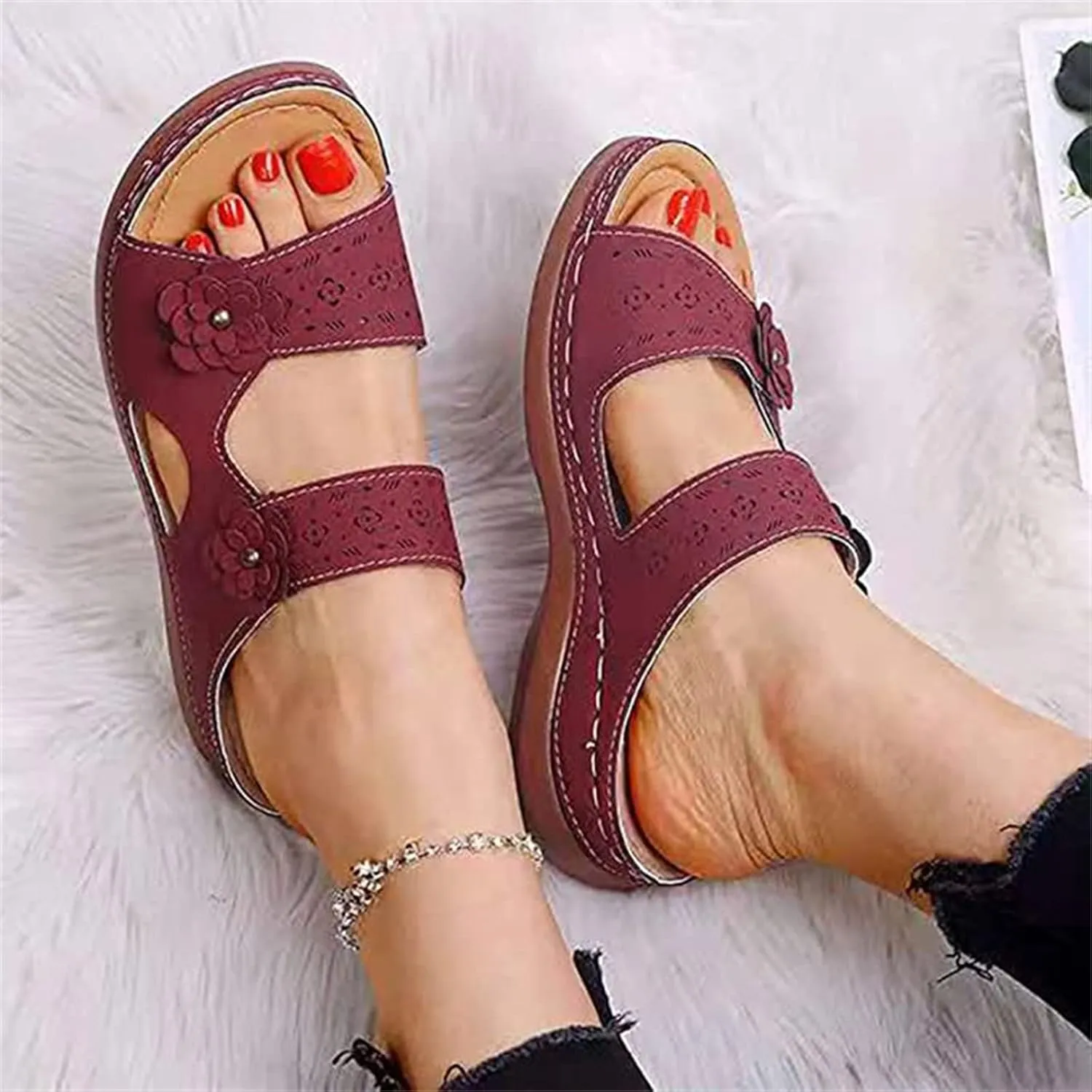 Ladmiple Womens Sandals Comfortable Arch Support Orthotic Slides Orthopedic Dressy Summer Walking Flip Flops Beach Shoes