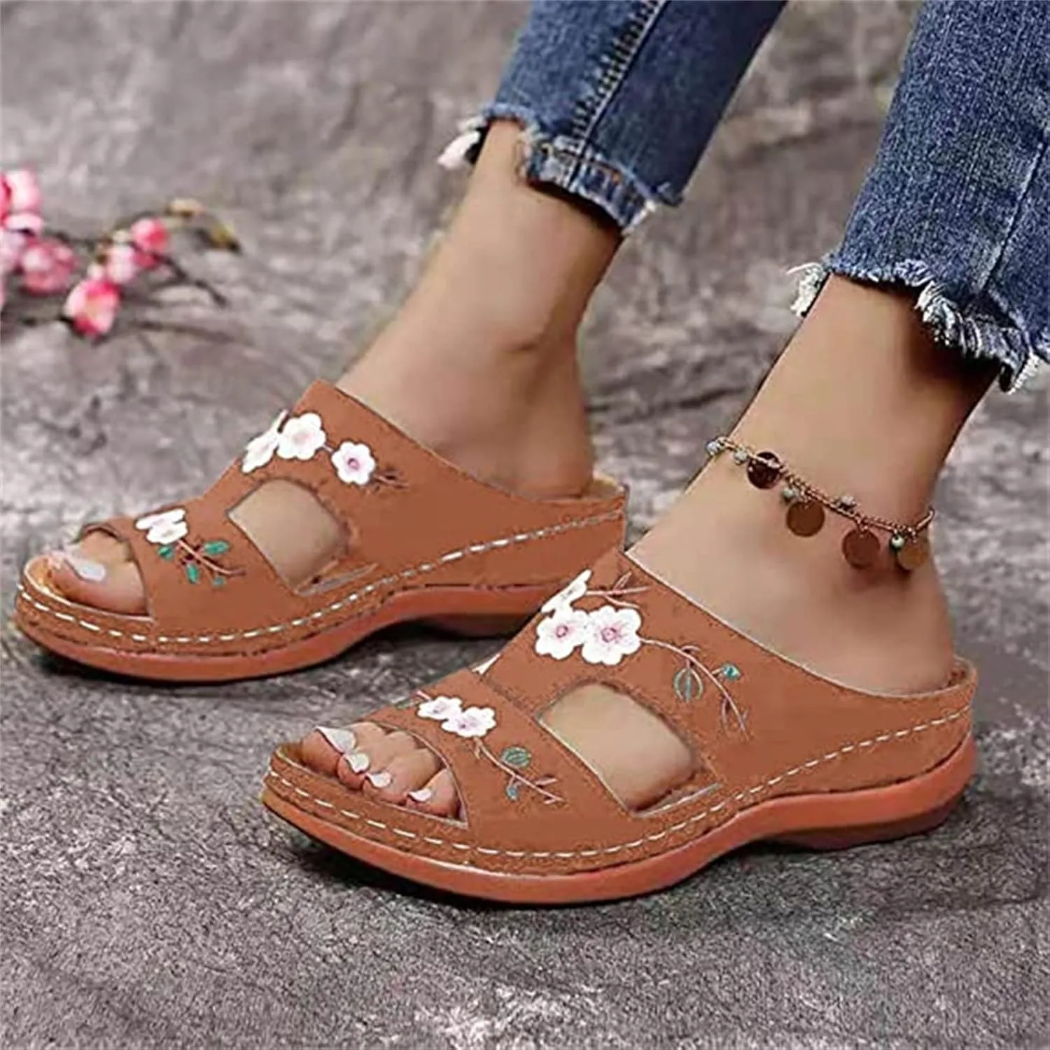 Ladmiple Womens Sandals With Arch Support Dressy Orthotic Slides Comfortable Orthopedic Walking Flip Flops Beach Summer Shoes