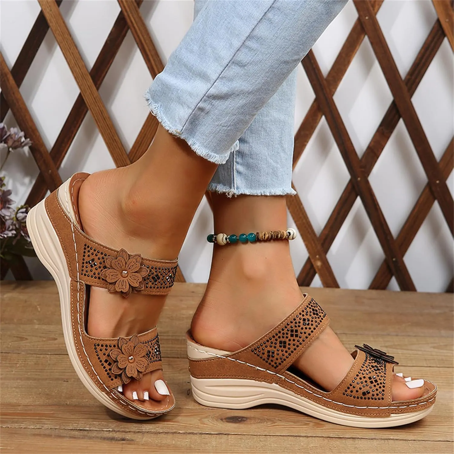 Ladmiple Womens Sandals With Arch Support Walking Comfort Orthotic Slides Open Toe Dressy Summer Orthopedic Flip Flops
