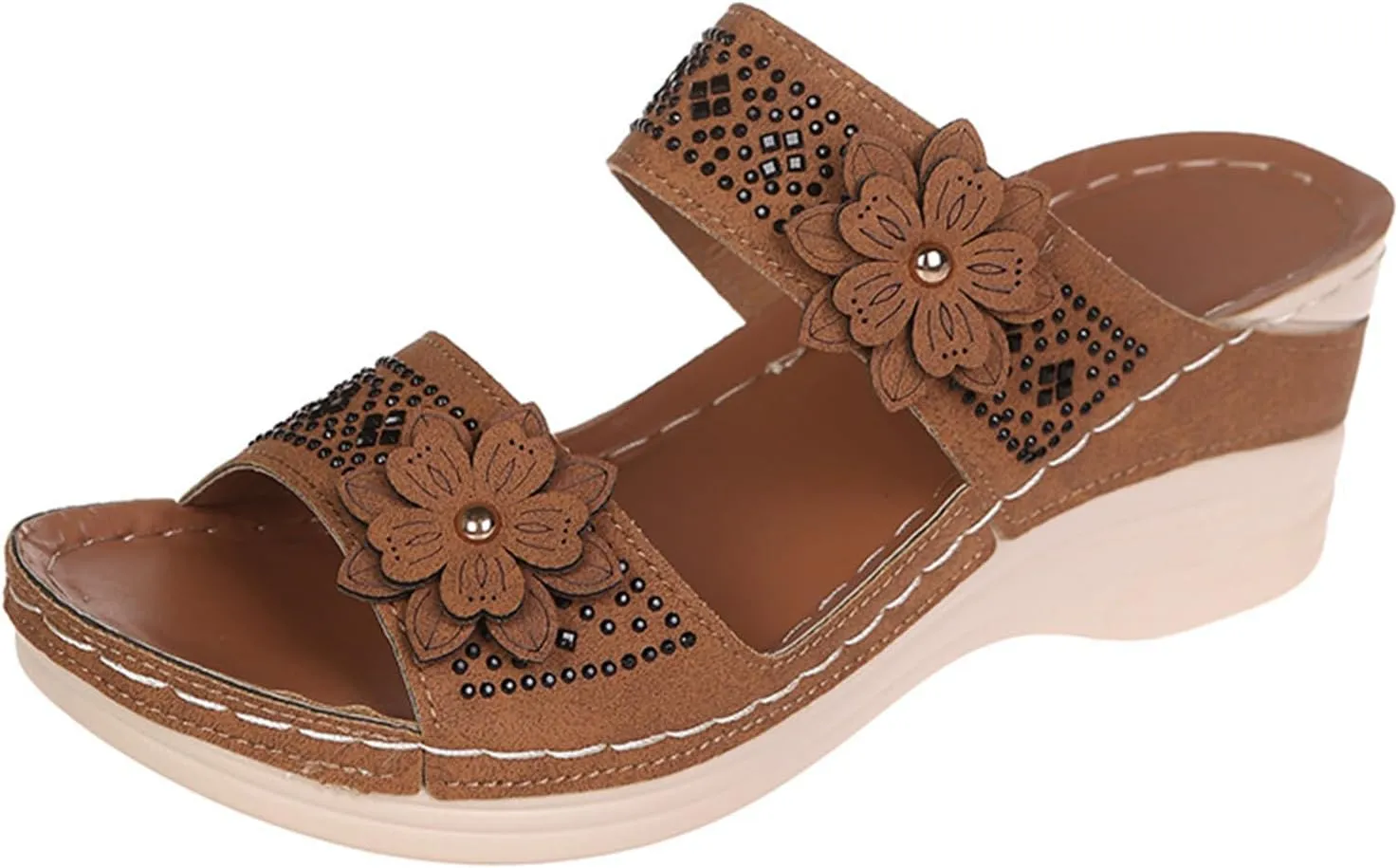 Ladmiple Womens Sandals With Arch Support Walking Comfort Orthotic Slides Open Toe Dressy Summer Orthopedic Flip Flops
