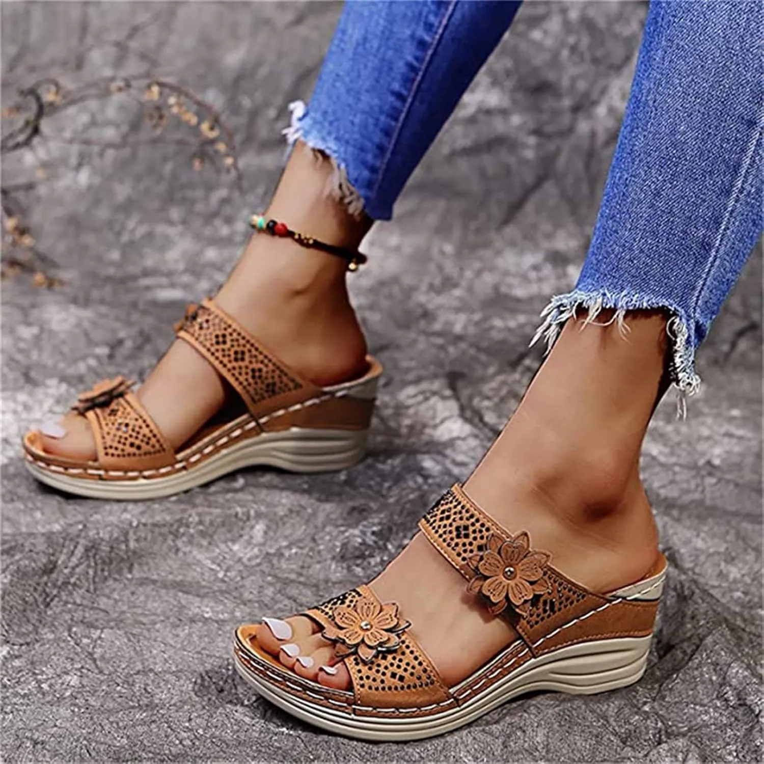 Ladmiple Womens Sandals With Arch Support Walking Comfort Orthotic Slides Open Toe Dressy Summer Orthopedic Flip Flops