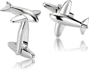 Light Up Cufflinks, Cufflinks Wedding Groom Silver Stainless Steel Flight for Man Business Wedding