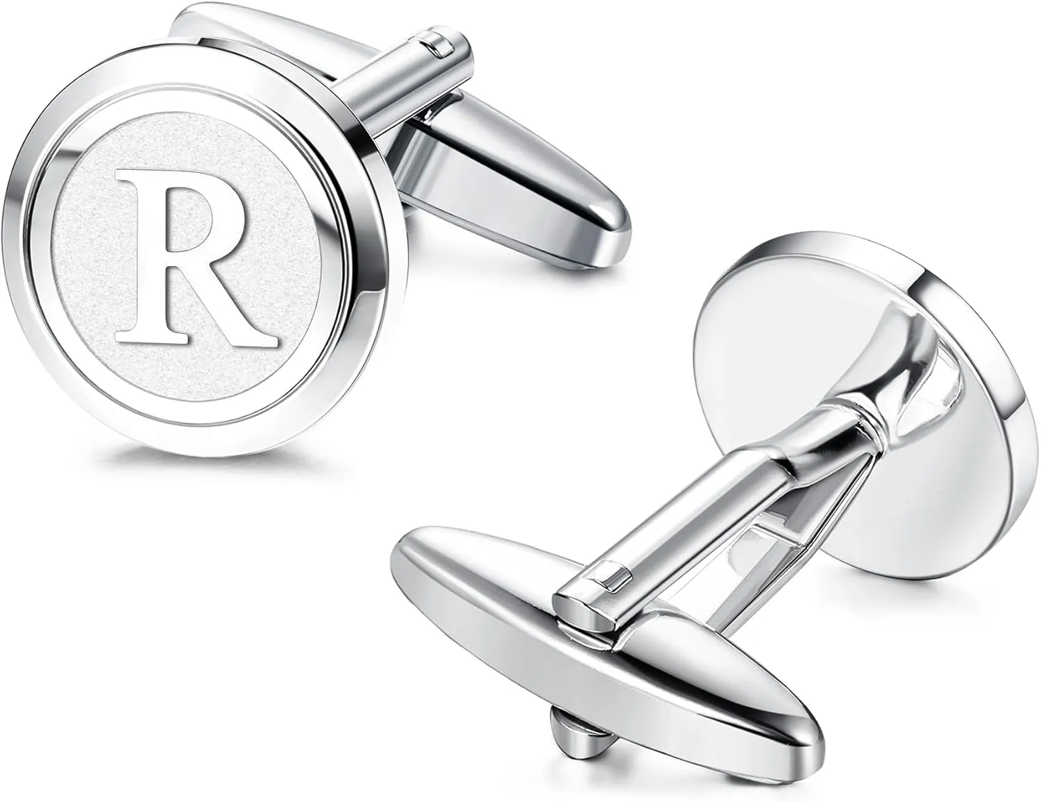 LOYALLOOK Initial Gold Cufflinks for Men Gold Cuff Links Personalized Copper CuffLinks Letter Cufflinks Gift for Groom Husband Father