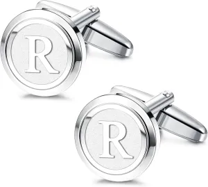 LOYALLOOK Initial Gold Cufflinks for Men Gold Cuff Links Personalized Copper CuffLinks Letter Cufflinks Gift for Groom Husband Father