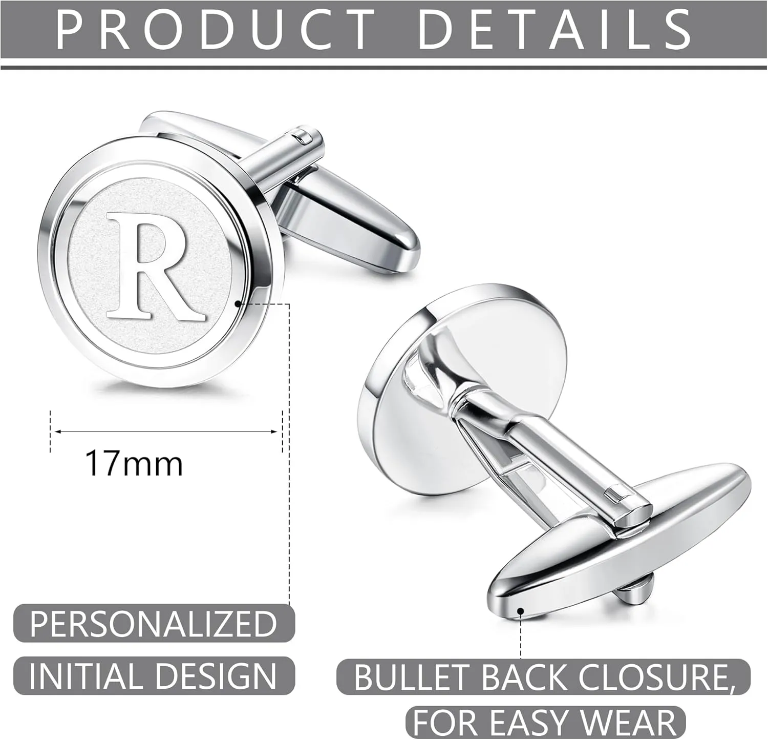 LOYALLOOK Initial Gold Cufflinks for Men Gold Cuff Links Personalized Copper CuffLinks Letter Cufflinks Gift for Groom Husband Father