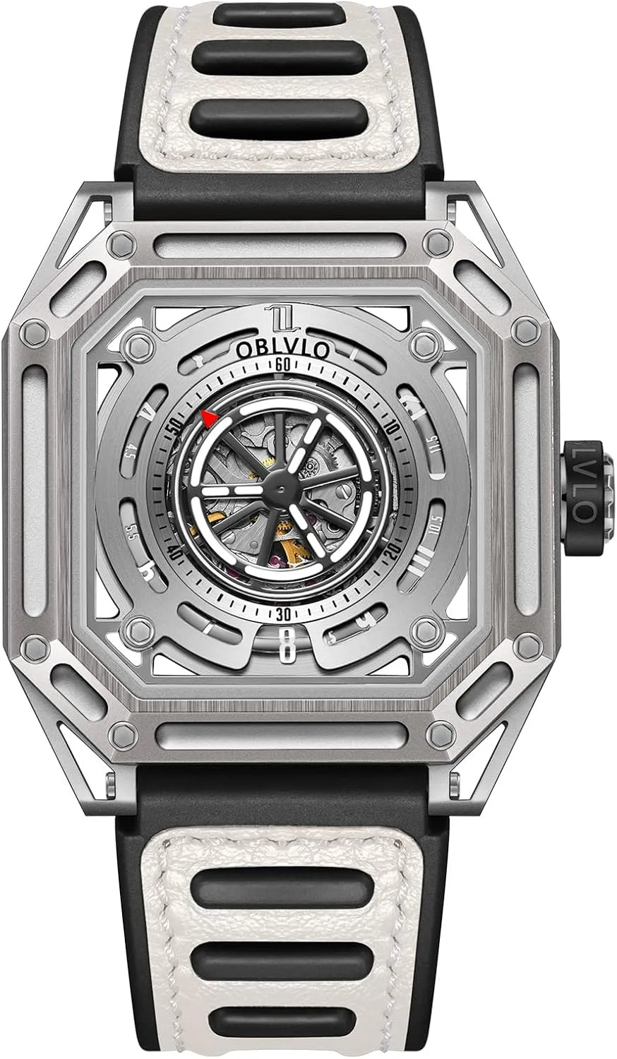 Luxury Square Luminous Self-Wind Mens Watch Fashion Mechanical Automatic Waterproof Sport Watch Rubber Watch AK