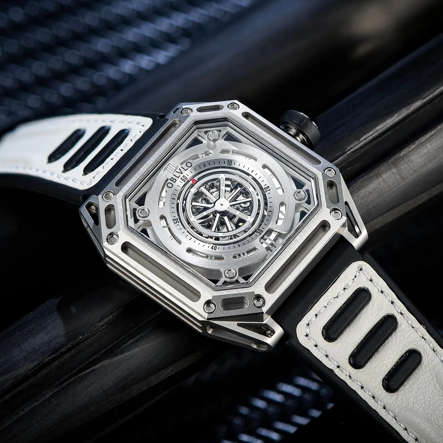 Luxury Square Luminous Self-Wind Mens Watch Fashion Mechanical Automatic Waterproof Sport Watch Rubber Watch AK
