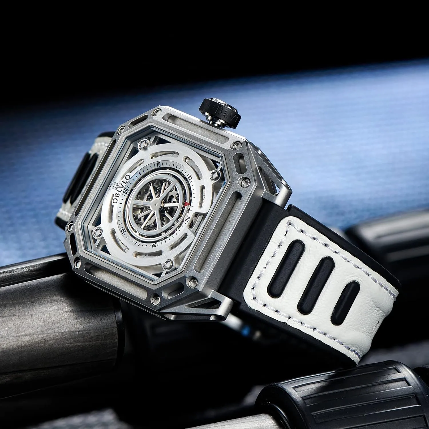 Luxury Square Luminous Self-Wind Mens Watch Fashion Mechanical Automatic Waterproof Sport Watch Rubber Watch AK