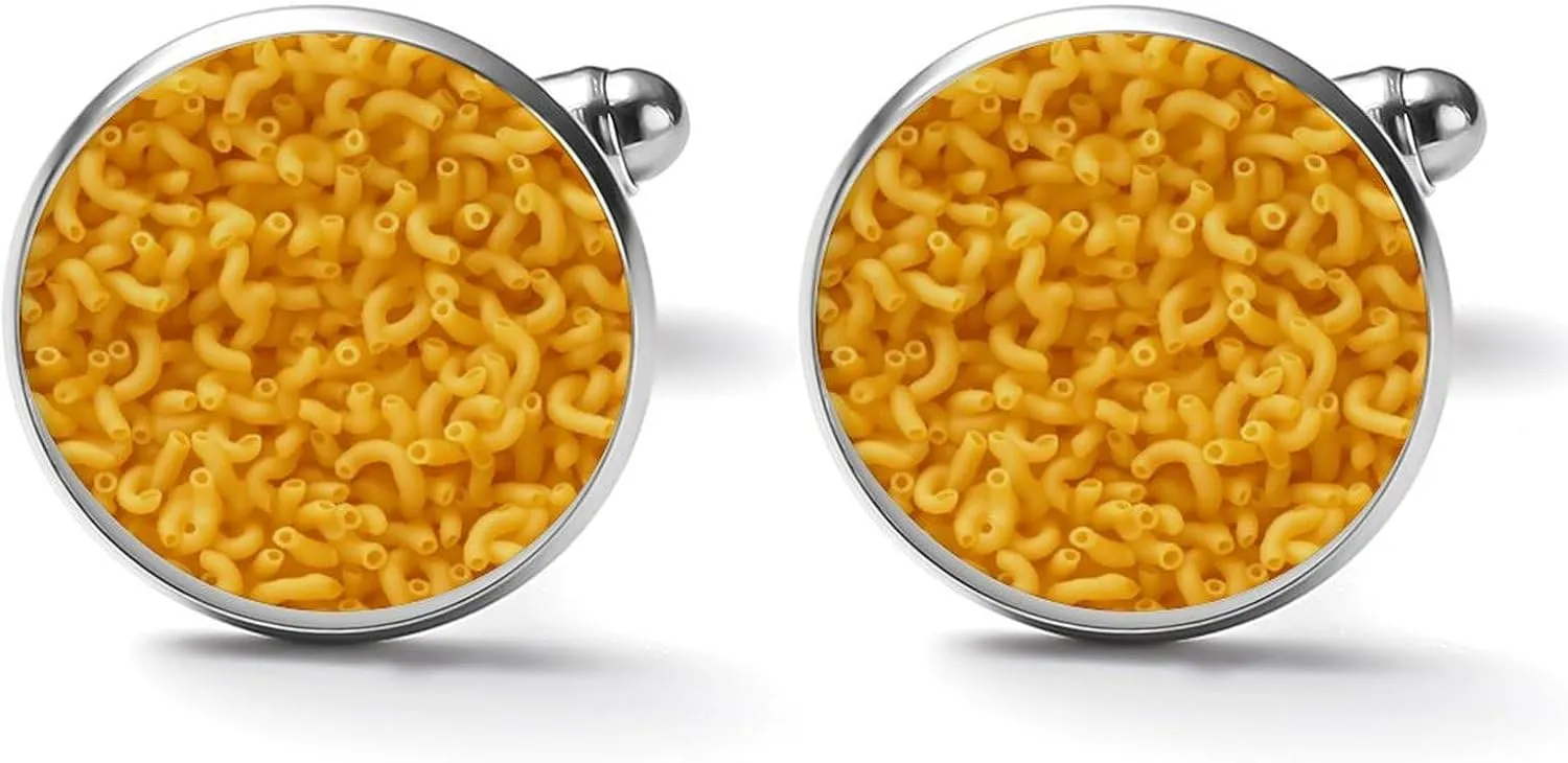 Macaroni And Cheese Funny Cufflinks Shirt Cuff Links Accessories Business Wedding Jewelry